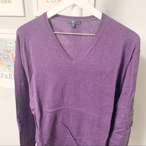 Gap Purple Lightweight V-Neck Sweater, XL - Picture 2 of 4